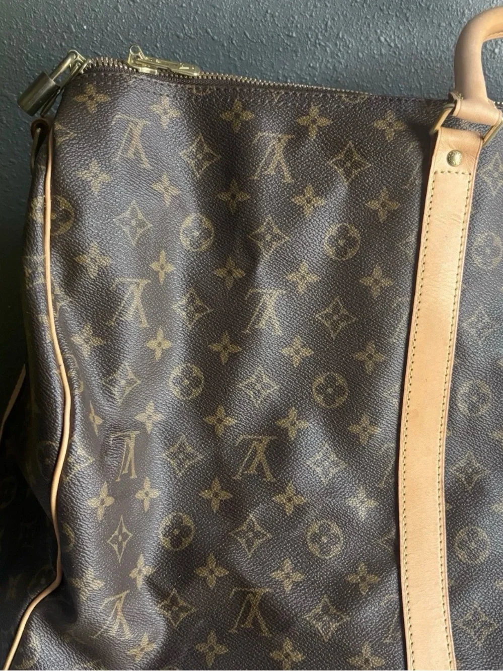Auth LOUIS VUITTON Keepall Bandouliere 55 Monogram Canvas Duffel Bag JD Initial